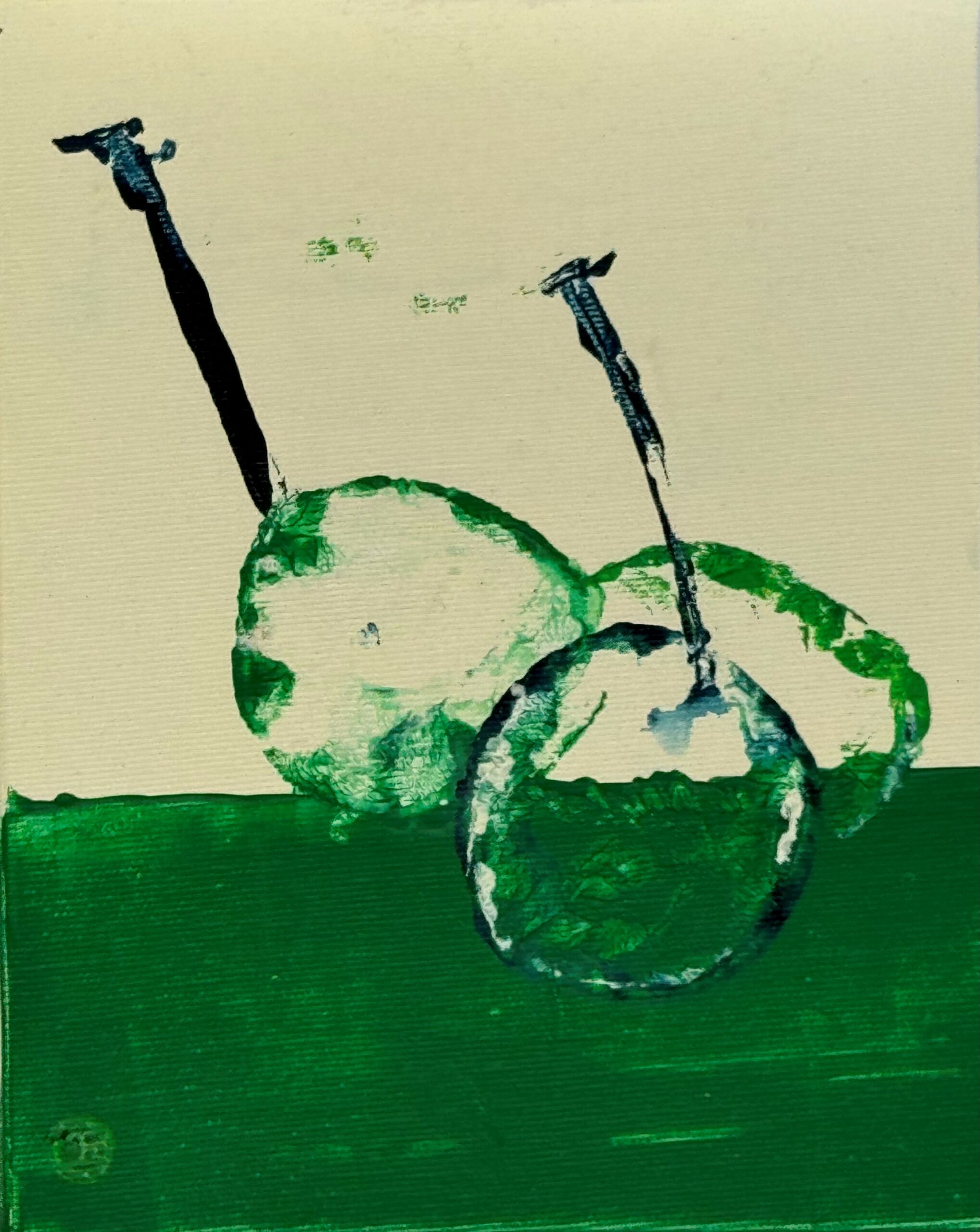 Trois feuilles sur fond vert